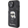 Karl Lagerfeld Saffiano Cardslots and Stand Monogram Ikonik Back Case for Apple iPhone 15