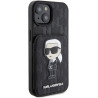 Karl Lagerfeld Saffiano Cardslots and Stand Monogram Ikonik Back Case for Apple iPhone 15