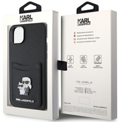 Karl Lagerfeld Saffiano Cardslot Karl&Choupette Metal Pin Back Case for Apple iPhone 15