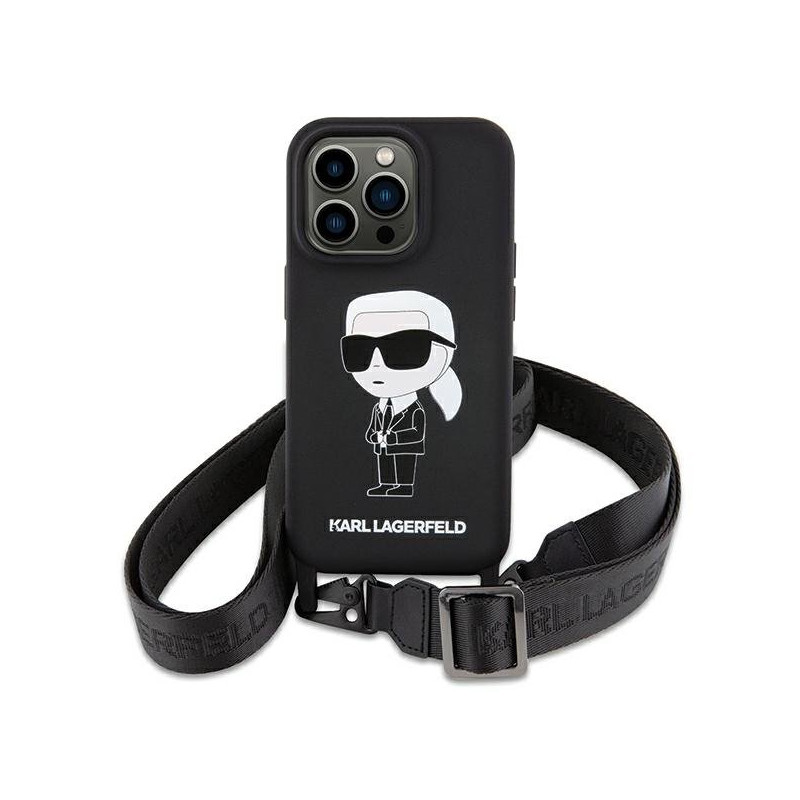Karl Lagerfeld Crossbody Silicone Ikonik Back Case for Apple iPhone 15