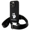 Karl Lagerfeld Crossbody Silicone Choupette Back Case for Apple iPhone 15 Pro Max