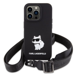 Karl Lagerfeld Crossbody Silicone Choupette Back Case for Apple iPhone 15 Pro Max