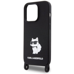 Karl Lagerfeld Crossbody Silicone Choupette Back Case for Apple iPhone 15 Pro Max