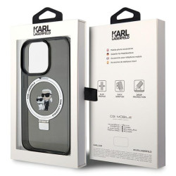 Karl Lagerfeld Ring Stand Karl&Choupettte MagSafe Back Case for Apple iPhone 15 Pro