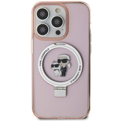 Karl Lagerfeld Ring Stand Karl&Choupettte MagSafe Back Case for Apple iPhone 15 Pro