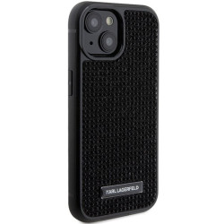 Karl Lagerfeld Rhinestone Logo Metal Plate Back Case for Apple iPhone 15