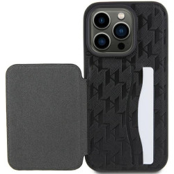 Karl Lagerfeld Saffiano Cardslots and Stand Monogram Choupette Back Case for Apple iPhone 15 Pro