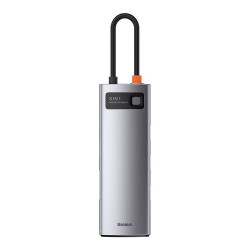 Baseus CAHUB-CV0G Metal Gleam Series 8in1 Hub / USB-C to 3x USB 3.0 / HDMI / USB-C PD / Ethernet RJ45 / microSD/SD