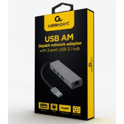 Gembird USB AM Gigabit Network Adapter with 3-port USB 3.0 hub