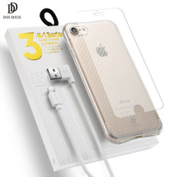 Dux Ducis 3 in 1 Set / Ultra Back Case 0.3 mm / Tempered Glass 9H / Micro USB Data Cable 90 cm White / For Samsung J330 Galaxy J