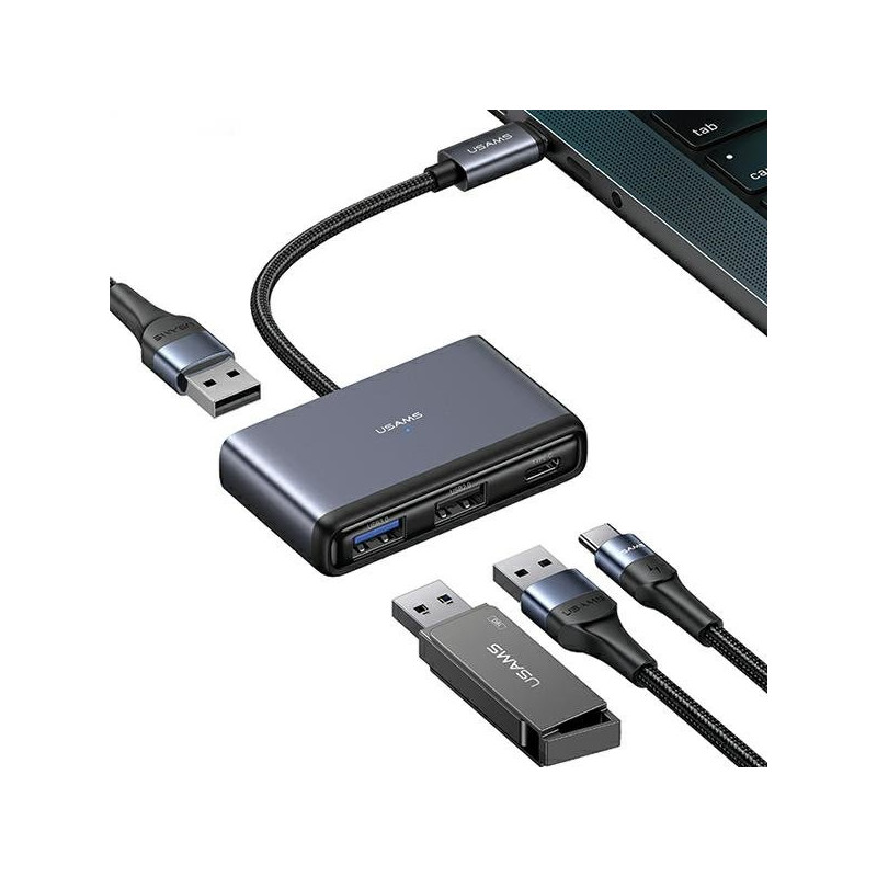 Usams 4in1 Adapter 2xUSB 2.0 / USB 3.0 / USB-C Hub
