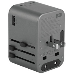 Energea TravelWorld Adapter GaN65 USB-C PD 65W + PPS 55W Universal Adapter