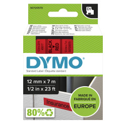 DYMO D1 Standard - Black on Red - 12mm etikečių juostelė Juoda ant raudonos