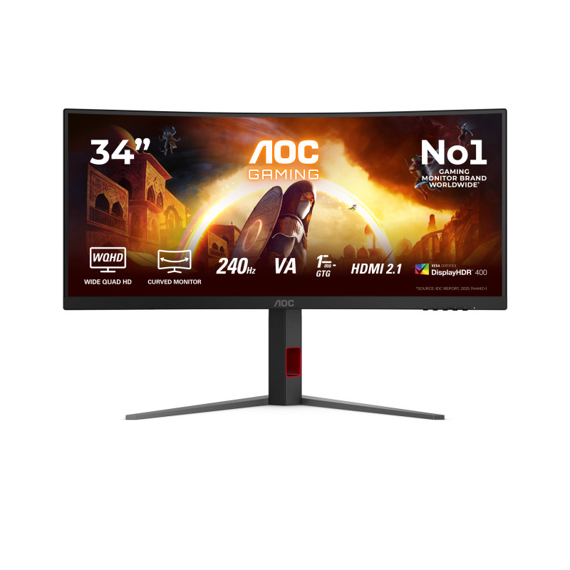 AOC G4 CU34G4Z kompiuterio monitorius 86,4 cm (34") 3440 x 1440 pikseliai Wide Quad HD LED Juoda, Raudona