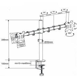 Nedis MMDOS110BK Desktop Monitor Mount with Full Motion 15-32" / 8kg / VESA 75x75 / 100x100
