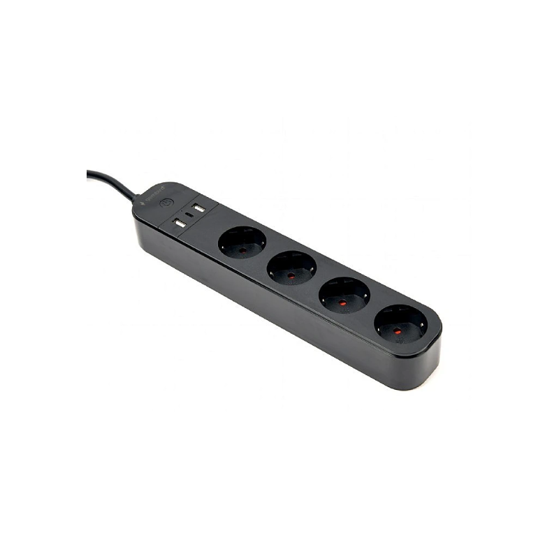 Viedā Rozete Gembird Smart Power Strip with USB Charger 4 Sockets Black