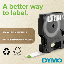 DYMO D1 Standard - Black on Red - 12mm label-making tape