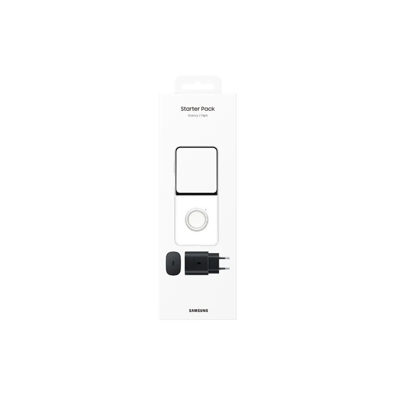Samsung Z Flip5 Starter Pack USB-C 25W Charger + Transparent Back Case