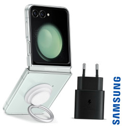 Samsung Z Flip5 Starter Pack USB-C 25W Charger + Transparent Back Case