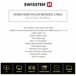 Swissten HDMI to HDMI 4K Cable 3m