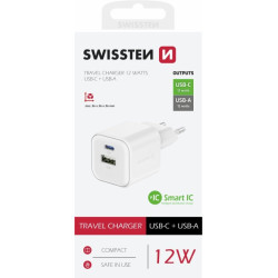 Swissten Travel Charger 12W USB-C / USB-A