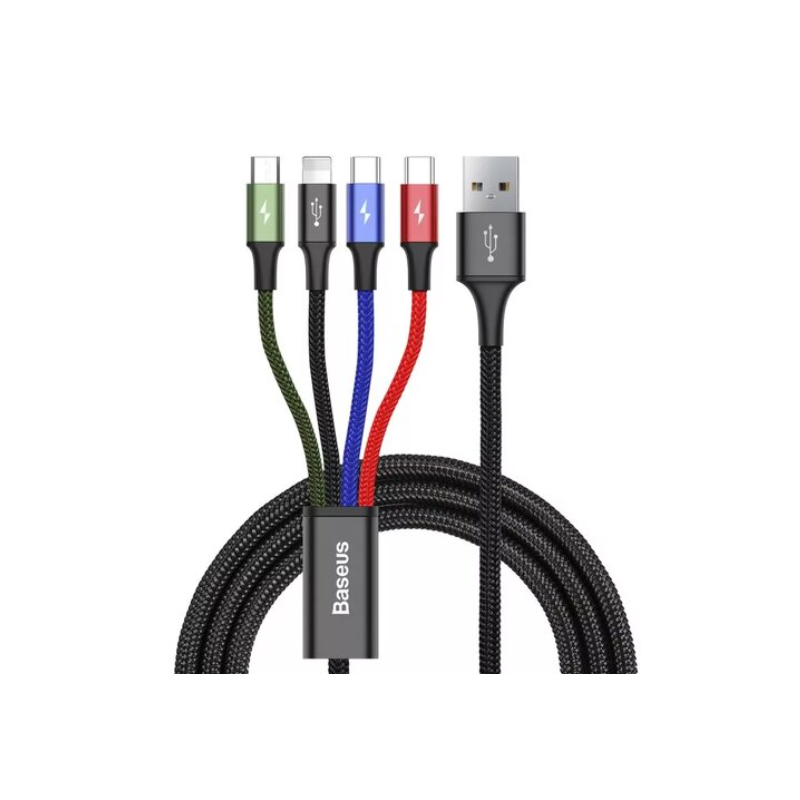 Baseus CA1T4-B01 Fast 4in1 Cable (Lightning, 2x USB-C, microUSB) 1.2m / blakc