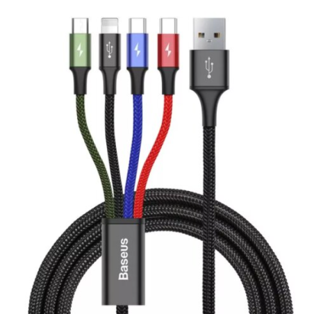 Baseus CA1T4-B01 Fast 4in1 Cable (Lightning, 2x USB-C, microUSB) 1.2m / blakc