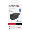 Swissten Travel Charger GaN USB-C / PD USB-A / 18W QC / 45W