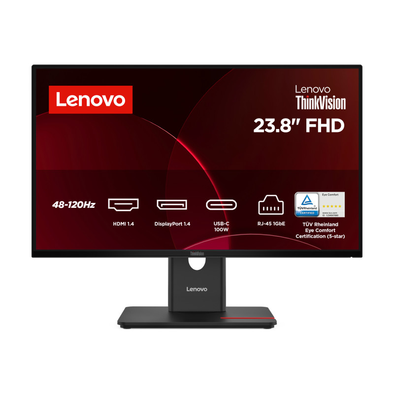 Lenovo ThinkVision T24D-40 kompiuterio monitorius 60,5 cm (23.8") 1920 x 1080 pikseliai „Full HD“ LCD Juoda