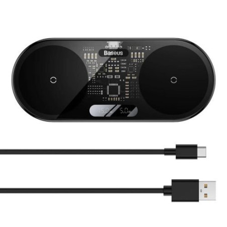 Baseus Digital LED Display Wireless Charger with Type-C Cable 20W