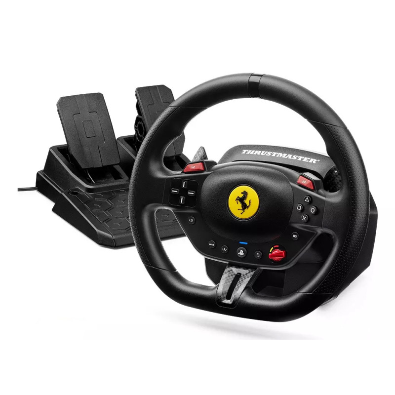 Thrustmaster T98-P Ferrari 296 GTB Juoda USB Vairas + pedalai Analoginis / skaitmeninis PC, PlayStation 4, PlayStation 5