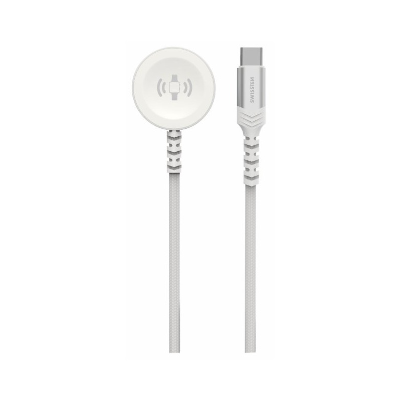Swissten Braided Metal Magnetic Wireless Charger For Apple Watch USB-C 1.2m