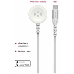 Swissten Braided Metal Magnetic Wireless Charger For Apple Watch USB-C 1.2m