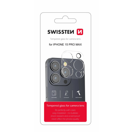 Swissten Tempered Glass For Camera Lens For Apple iPhone 15 Pro Max