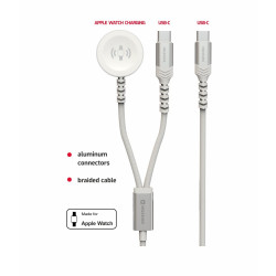 Swissten 2in1 Wireless Charger for Apple Watch and USB-C / USB-C / 1.2m