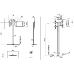 Multibrackets MB-2425 TV Stand 24-63”