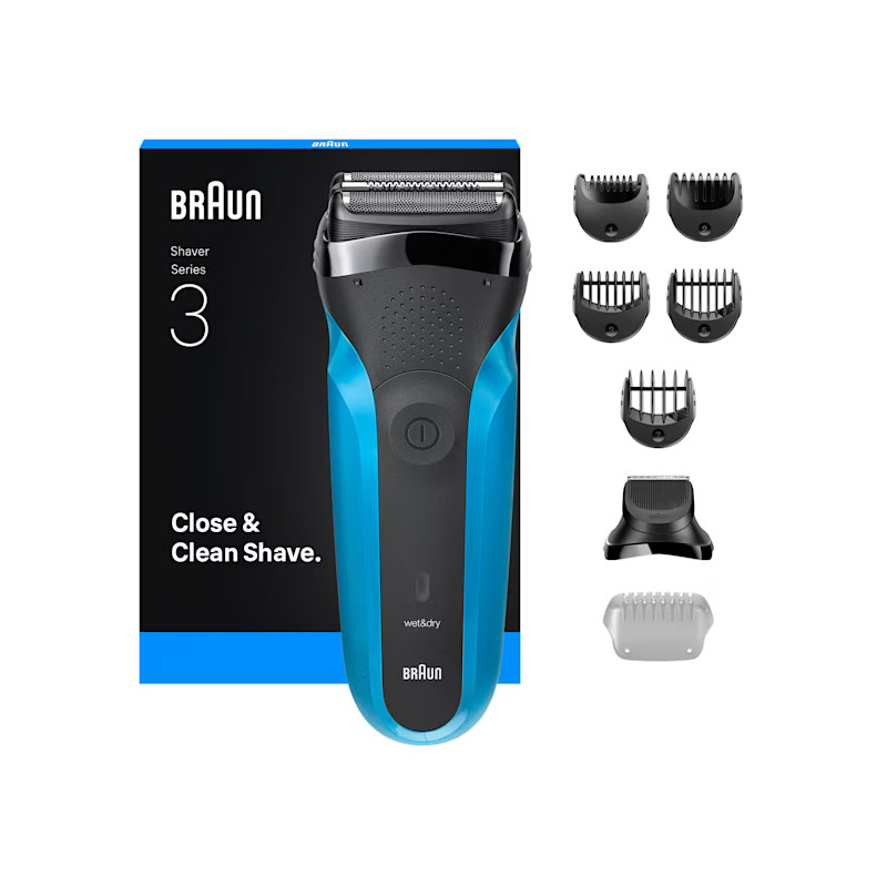 Braun Series 3 310BT Skustuvas Apkarpymo mašinėlė Juoda, Mėlyna