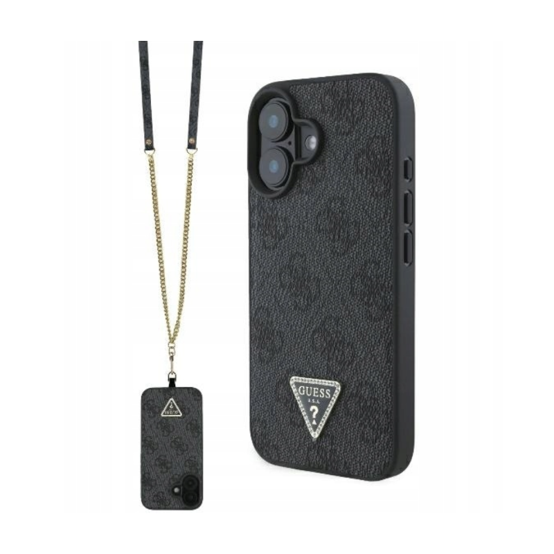 Guess Leather Metal Logo Strass Crossbody Case for Apple iPhone 16