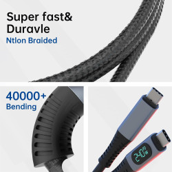 RoGer PD24VB USB-C 4.0 Cable with voltmeter PD240W / 40Gbps / 8K60Hz / 1m