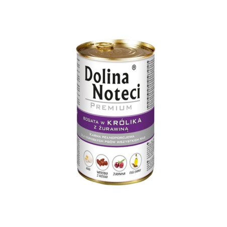 Konservai šunims su triušiena ir spanguolėmis Dolina Noteci Premium 400 g