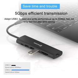 Swissten Aluminium Multi-Port Laptop Dock USB-C Hub 7in1 USB-C 100W / HDMI 4K / USB-A 3.0 / 2x USB-A 2.0 / SD / MicroSD