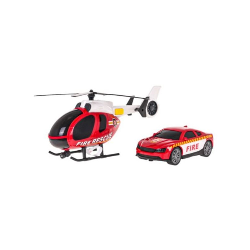 RoGer Helicopter + Fire Department Car Set