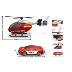 RoGer Helicopter + Fire Department Car Set