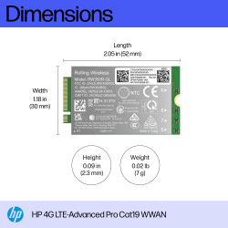 HP 4G LTE-Advanced Pro Cat19 WWAN sąsajos plokštė / adapteris Vidinis