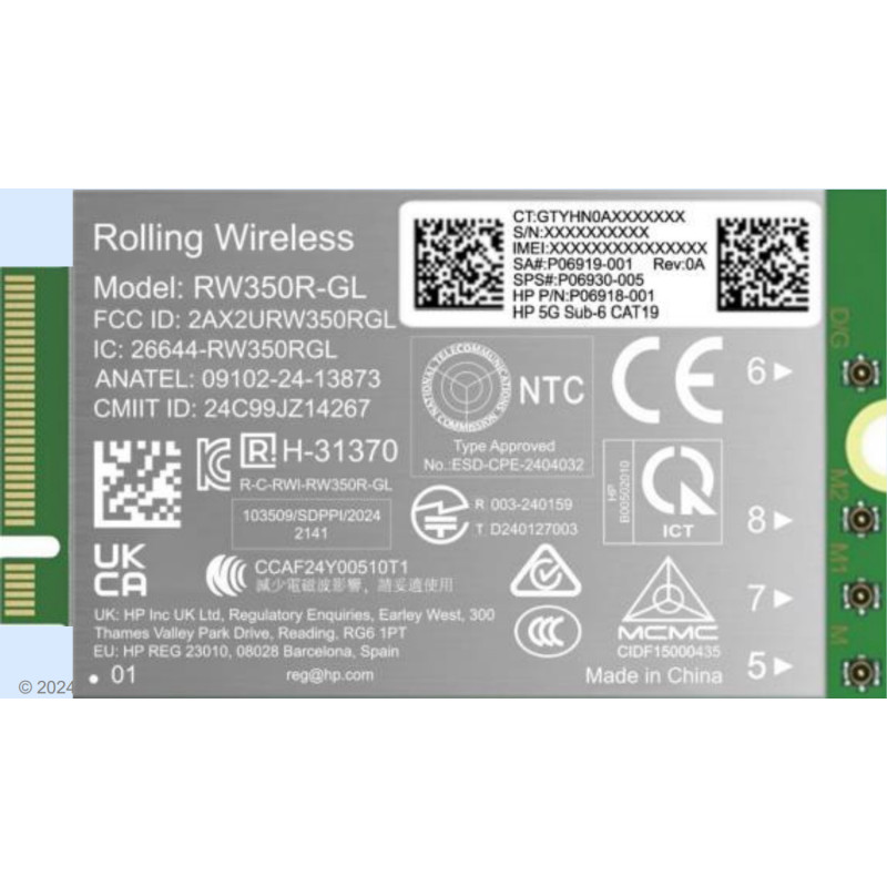 HP 5G Sub-6 WWAN sąsajos plokštė / adapteris Vidinis