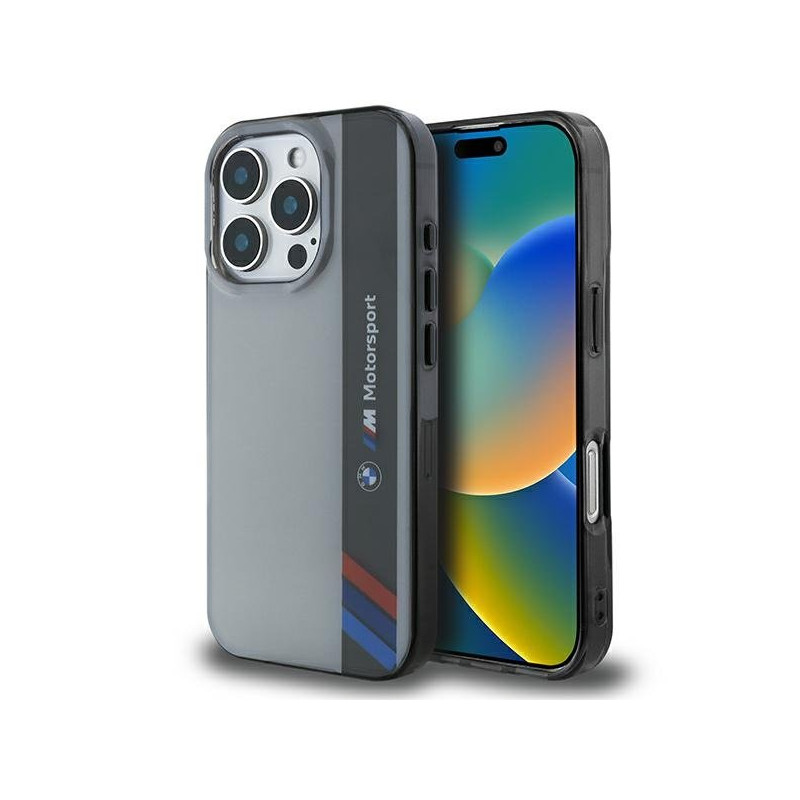 BMW Motorsport IML Vertical Stripe Back Case for Apple iPhone 16 Pro