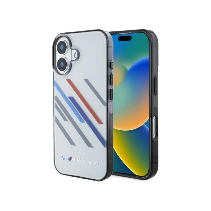 BMW Motorsport IML Random Stripes Back Case for Apple iPhone 16 Plus