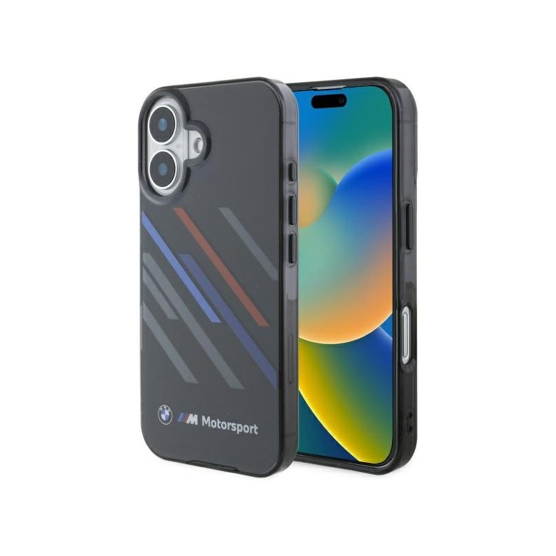 BMW Motorsport IML Random Stripes Back Case for Apple iPhone 16 Plus