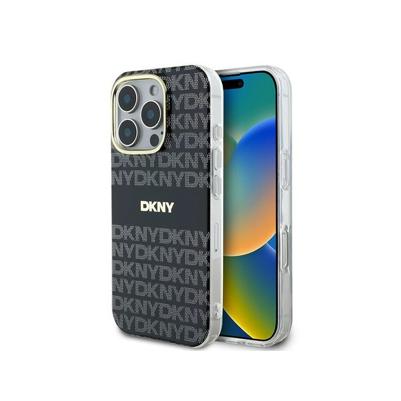 DKNY Repeat Texture Pattern With Stripe Back Case for Apple iPhone 16 Pro Max