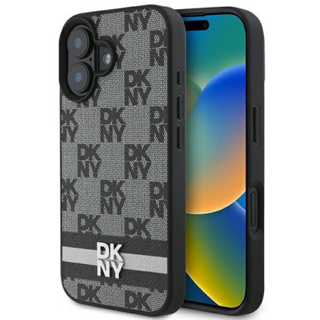 DKNY Checkered Pattern & Printed Stripes Back Case for Apple iPhone 16